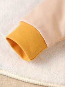 男嬰卡通圖案Polo領插肩袖連身褲 - 黃色 - 查看 3