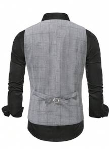 Manfinity Mode Men Plus 1pc Plaid Waistcoat - Grey - View 2