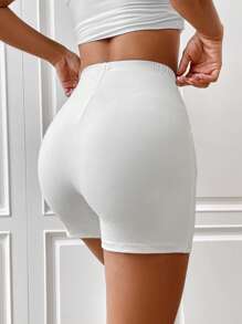 SHEIN EZwear 素色條紋針織騎行褲