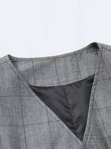 Manfinity Mode Men Plus 1pc Plaid Waistcoat - Grey - View 6