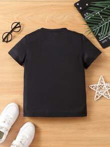 SHEIN Toddler Boys Magic Cube Print Tee - Black - View 2