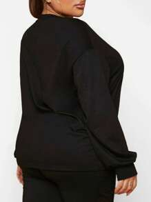 SHEIN SXY Plus Cartoon Graphic Drop Shoulder Tee - Black - View 2