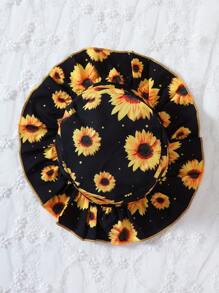 Baby Girl Floral Print Ruffle Trim Bow Front Bodysuit & Hat - Multicolor - View 3