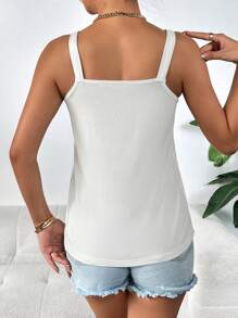 SHEIN Privé 缺口領鏈條細節吊帶上衣 - 白色 - 查看 2