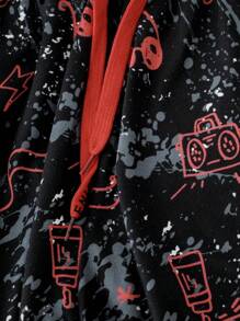 SHEIN 2pcs Set Boys Graffiti Sweatshirt And Pants, Street Style - Multicolor - View 3