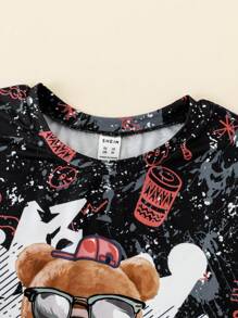 SHEIN 2pcs Set Boys Graffiti Sweatshirt And Pants, Street Style - Multicolor - View 8