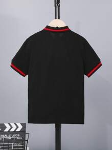 SHEIN Adolescent Garçon Polo Oversize Décontracté Avec Contrastant Col Et À Blocs De Couleurs Patchwork