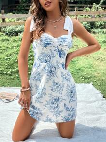 Soleia Floral Print Tie Shoulder Cami Dress
