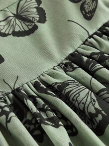 Sam Rose Studio 蝴蝶圖案不對稱下擺半身裙 - 軍綠色 - 查看 4