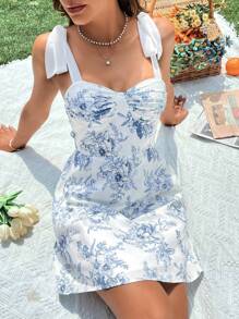 Soleia Floral Print Tie Shoulder Cami Dress