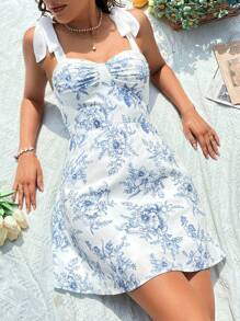 Soleia Floral Print Tie Shoulder Cami Dress