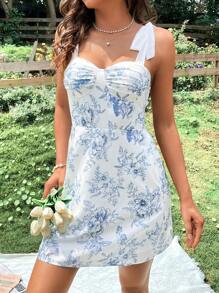 Soleia Floral Print Tie Shoulder Cami Dress
