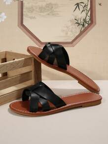 New Arrival European And American Style Large Size Women's Flat Sandals And Beach Sandals For Summer - Black - View 4