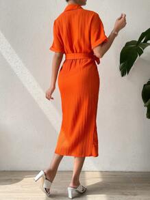 RosyDaze Ruched Button Front Belted Shirt Dress