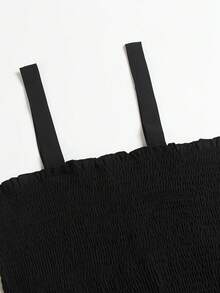 Celure unicolor bajo con fruncido Top de tirantes & Falda - Negro - Ver 5