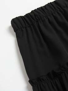 Celure unicolor bajo con fruncido Top de tirantes & Falda - Negro - Ver 7