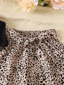 SHEIN Young Girl Printed Off-shoulder Top And Wide Leg Pants Set For A Casual And Fashionable Look In Summer - Multicolor - View 5