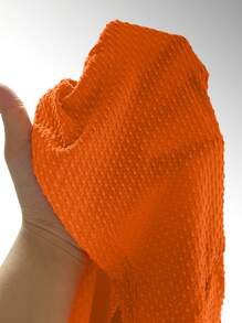 SHEIN Privé Chain Detail Asymmetrical Neck Twist Front Waffle Knit Tee - Orange - View 6