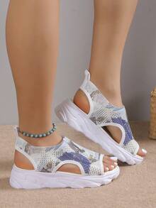 Patterned Fashionable Comfortable Thick-soled Sport Sandals With Good Foot Feel - Multicolor - View 4