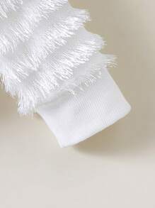 SHEIN Tween Girl 1pc Fuzzy Trim Zipper Bomber Jacket