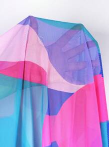 Colour Block Ruffle Hem Kimono - Multicolor - View 6