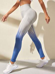 Yoga Party Quần Leggings Thể thao Nữ Ombre - Xanh và trắng - Xem 6