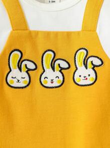 SHEIN Đứa bé gái Đồ họa Hoạt hình 2 trong1 Áo liền quần - Màu vàng - Xem 7