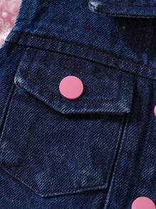 Baby Girl Flap Pocket Vest Jacket & Jumpsuit - Multicolor - View 4