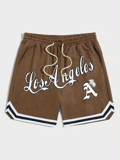 Street Life Homme Short À Lettres À Ourlet À Rayures À Cordon