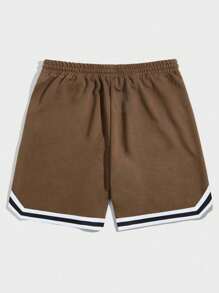 ROMWE MEN Street Life Męskie Szorty Ściągacz Kieszeń Zawiązywanie z przodu Litera W Paski Casual