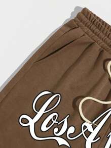 ROMWE MEN Street Life Męskie Szorty Ściągacz Kieszeń Zawiązywanie z przodu Litera W Paski Casual