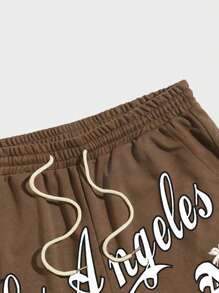 ROMWE MEN Street Life Męskie Szorty Ściągacz Kieszeń Zawiązywanie z przodu Litera W Paski Casual