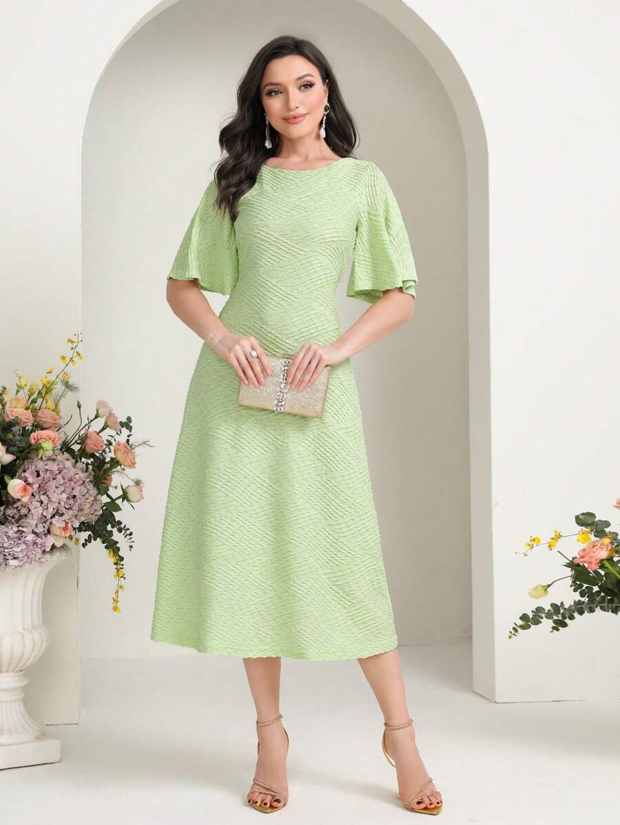 Modelyn Đầm Dây kéo màu trơn Thanh lịch - Màu xanh Bạc hà - Xem 1