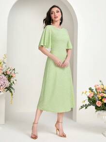 Modelyn Đầm Dây kéo màu trơn Thanh lịch - Màu xanh Bạc hà - Xem 4