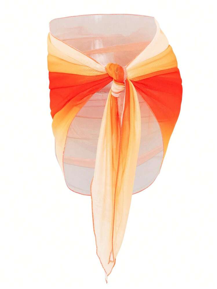 Swim Oasis Women's Ombre Color Side Knot Ruched Cover-Up Skirt (Random Print) - Multicolor - View 4