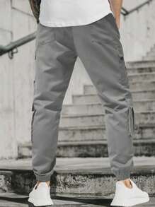 Manfinity LEGND Nam Quần Cargo Với Flap túi , Bên Eo dây rút Thiết kế - Xám - Xem 2