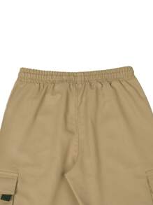 Manfinity Hypemode Loose Fit Men's Cargo Shorts With Flap Pockets, Side Drawstring Waist - Khaki - View 5