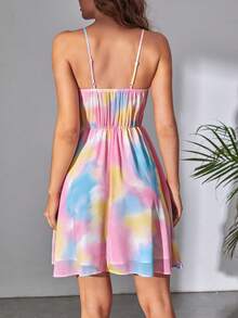 SHEIN Tall 紮染雪紡吊帶洋裝 - 彩色 - 查看 2
