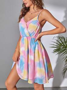 SHEIN Tall 紮染雪紡吊帶洋裝 - 彩色 - 查看 4