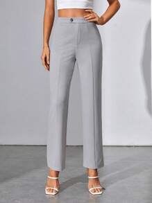 SHEIN Tall Chất rắn Đường may Chi tiết Quần - Màu Xám nhạt - Xem 1