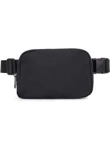 輕便商務休閒小腰包純色中性風格便攜式有趣戶外、旅行簡約適合青少年女大學生、菜鳥和白領非常適合辦公室、大學、工作、商務、通勤、戶外、旅行、郊遊 - 黑色 - 查看 2