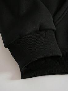 ROMWE MEN Grunge Punk Herren Zweifarbiger Cartoon-Grafik Reißverschluss Kordelzug Thermofutter Hoodie, Schule, für Herbst Winter