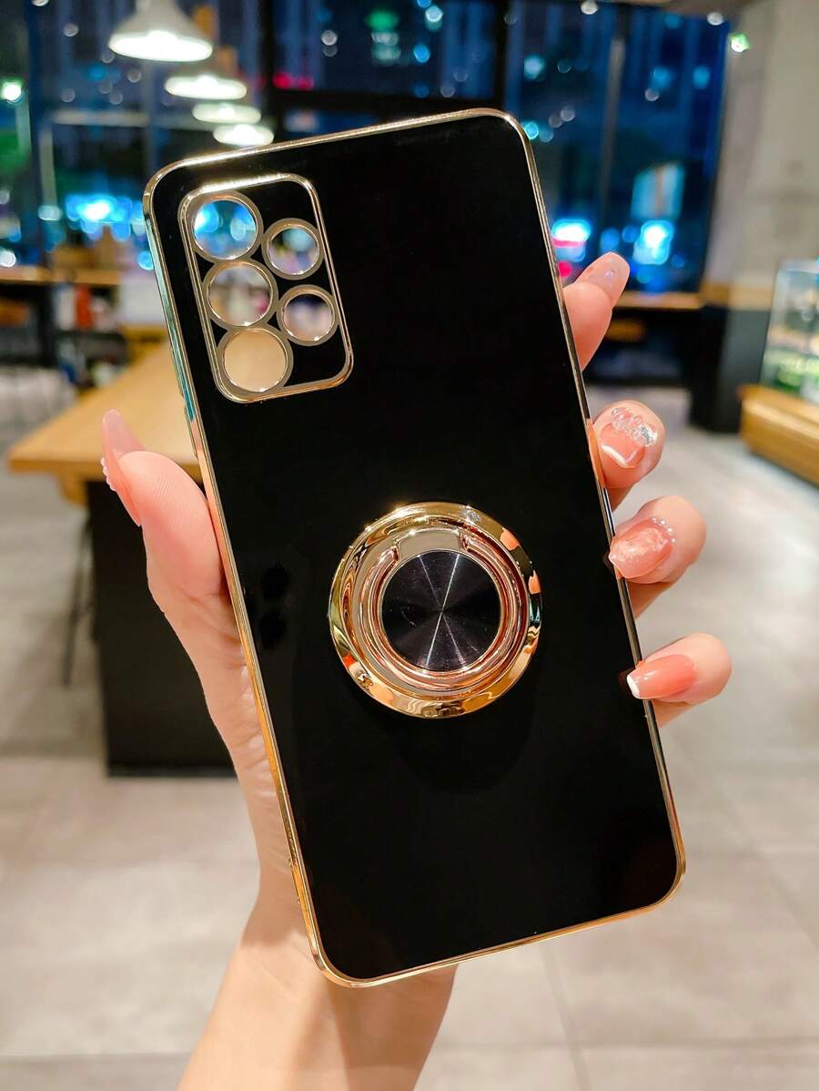 Casing Ponsel Minimalis Dengan Pemegang Cincin - Hitam - View 1