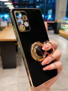 Casing Ponsel Minimalis Dengan Pemegang Cincin - Hitam - View 2