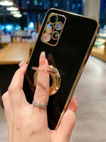 Casing Ponsel Minimalis Dengan Pemegang Cincin - Hitam - View 3