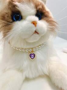 Heart Shaped Pearl Necklace - Purple - View 2