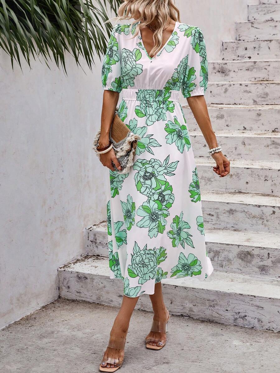 SHEIN LUNE Đầm Hoa Tất cả trên in Boho - trắng - Xem 1