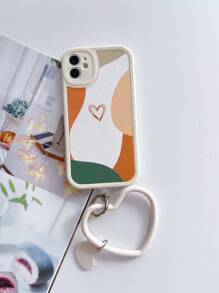 Heart Pattern Phone Case With Lanyard - Multicolor - View 1