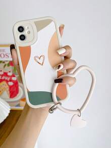 Heart Pattern Phone Case With Lanyard - Multicolor - View 2