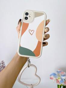 Heart Pattern Phone Case With Lanyard - Multicolor - View 4